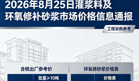 红星2026年8月25日灌浆料及环氧修补砂浆市场价格信息通报